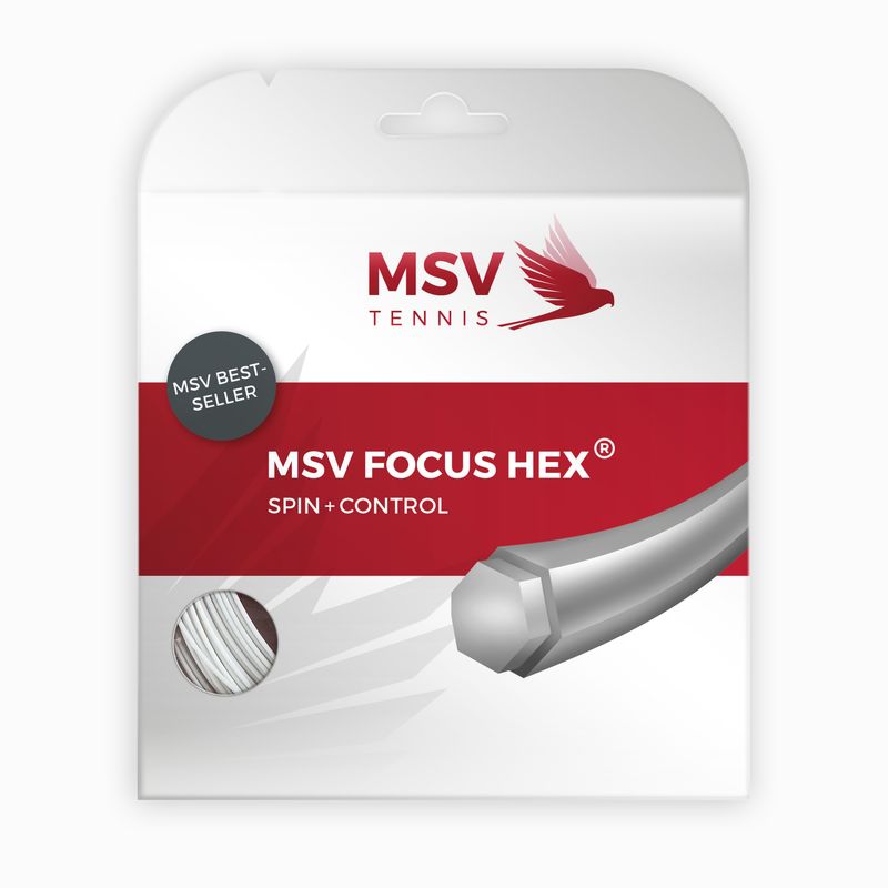 Racordaj racheta tenis, MSV Focus HEX, profil hexagonal, 12.2m, 1.27mm, alb